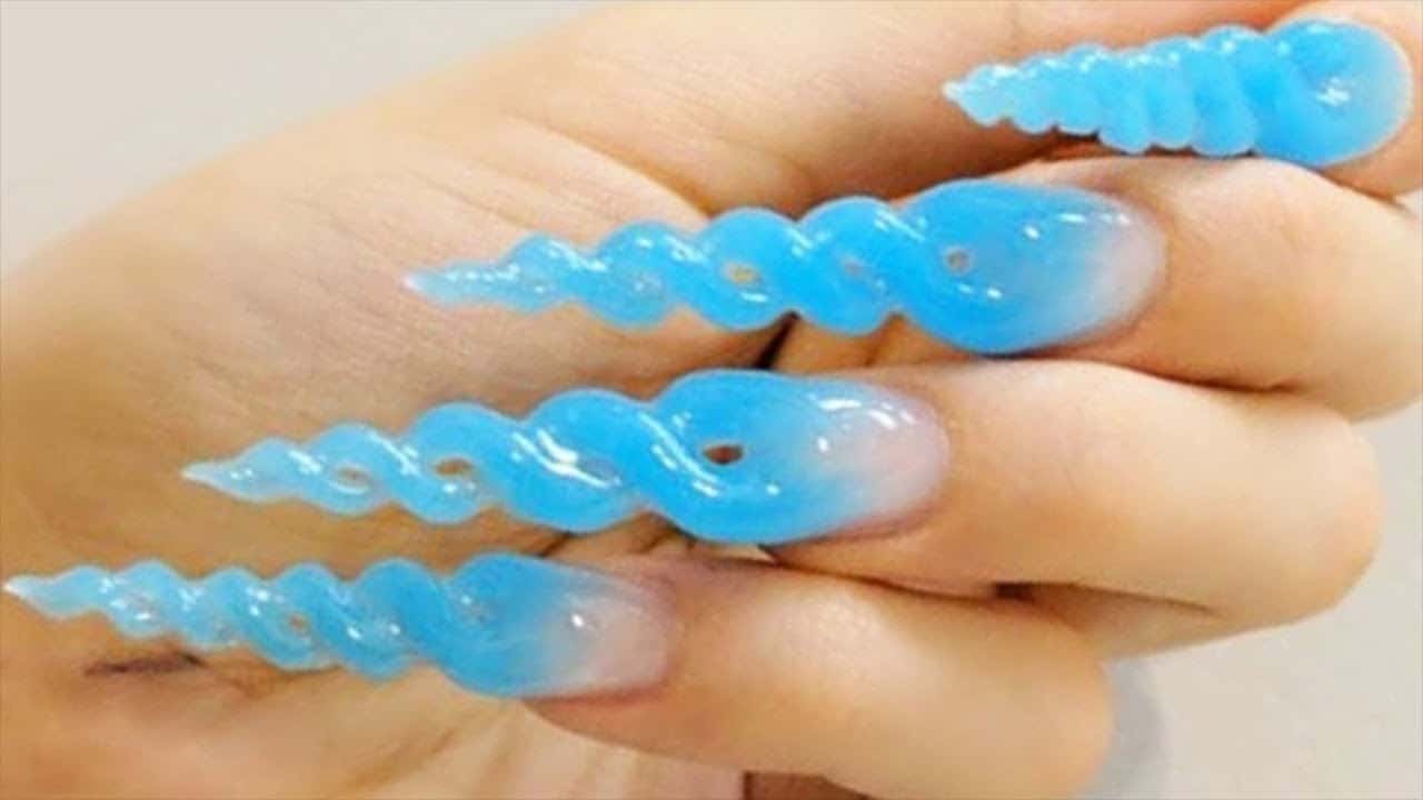 Long Blue Acrylic Nails - wide 1